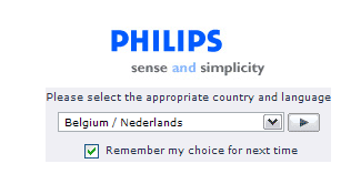 Philips country selector